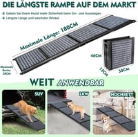 Snagle Paw 180 cm Összecsukható Kutya Rámpa - Extra Széles 50 cm, Csúszásgátló Szőnyeggel, 129 kg Teherbírású Alumínium Fellépő Idős, Sérült 5