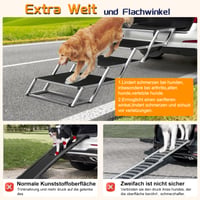 Skladacie schodíky pre psov Snagle Paw pre veľké psy, 4-stupňová extra široká hliníková rampa, protišmyková, čierna, nosnosť 100 kg, do auta 2