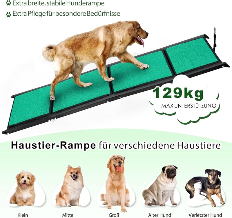 Snagle Paw Összecsukható Kutya Rámpa Autóba - 180 cm Hosszú, Csúszásgátló Felülettel, 129 kg Teherbírású Alumínium Fellépő SUV-hoz, Terepjár