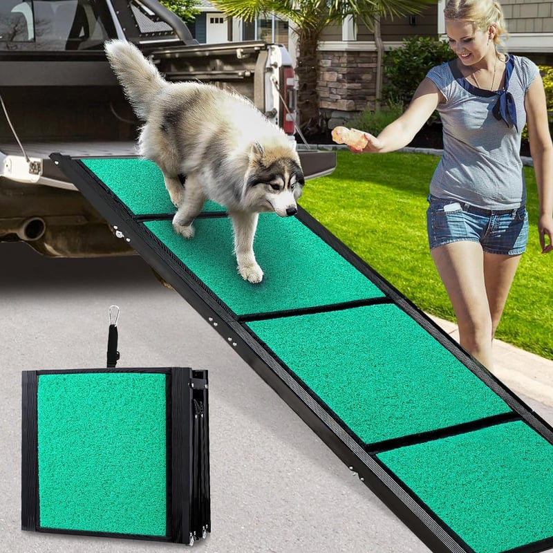 Snagle Paw Összecsukható Kutya Rámpa Autóba - 180 cm Hosszú, Csúszásgátló Felülettel, 129 kg Teherbírású Alumínium Fellépő SUV-hoz, Terepjár