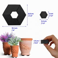 SNAIL GARDEN 40 ks Neviditeľné podložky pod kvetináče, šesťhranné stohovateľné protišmykové vyvýšené podstavce pre vnútorné aj vonkajšie kvetináče 3