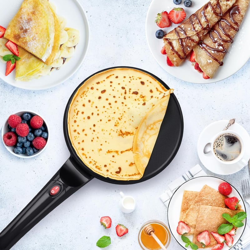 SNAILAR Elektromos Palacsintasütő 20cm Tapadásmentes Automata Hőmérséklet Szabályozás 800W
