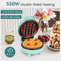 Mini aparat de gofre SNAILAR 550 W, antiaderent - verde 2