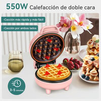 SNAILAR Mini Gofrisütő Rózsaszín Kompakt Belgás Gofri Készülék 550W 2