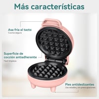 SNAILAR Mini Gofrisütő Rózsaszín Kompakt Belgás Gofri Készülék 550W 4