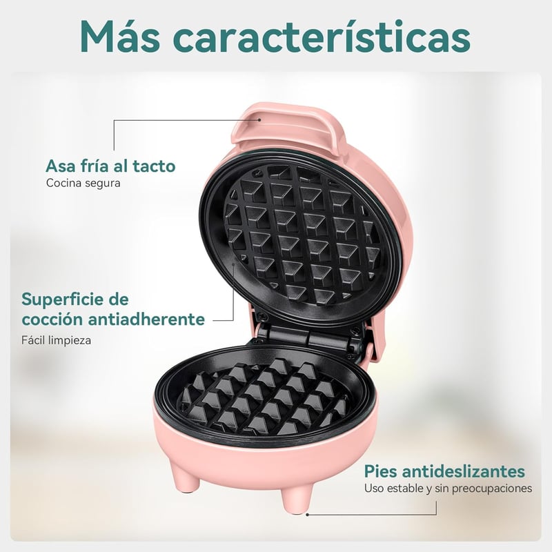 SNAILAR Mini Gofrisütő Rózsaszín Kompakt Belgás Gofri Készülék 550W