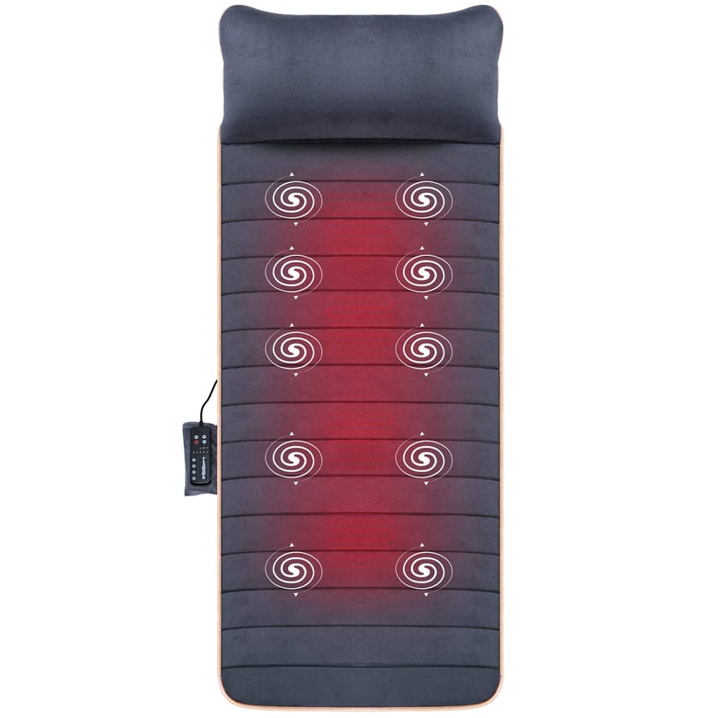 Snailax masažna podloga s funkcijom grijanja, 10 vibracijskih motora i 4 terapeutska grijača, električna prostirka za masažu cijelog tijela, 61x175 cm