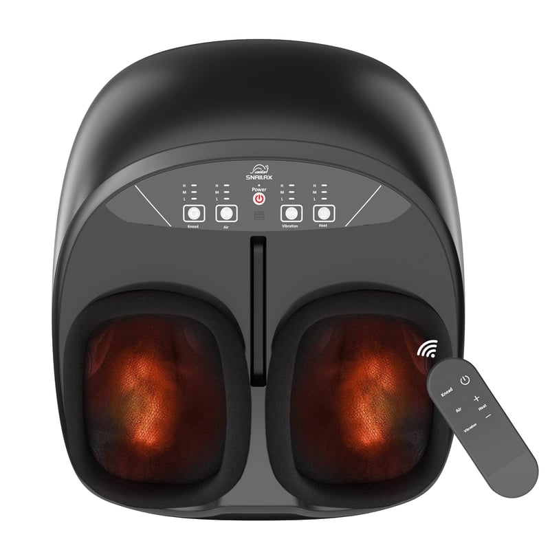 Snailax Shiatsu Lábmasszírozó Hőfunkcióval, Gyúrással, Kompresszióval és Vibrációval, Távirányítóval, Elektromos Talpmasszírozó Nőknek és Fé