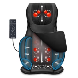 Husă pentru scaun de masaj Shiatsu Snailax cu încălzire și compresie cu aer, aparat de masaj pentru tot spatele și gât, vibrații, frământare, electric, portabil