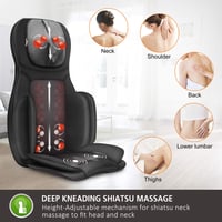 Snailax Shiatsu masažna navlaka za sjedalo s grijanjem i kompresijom zraka, masažer za cijela leđa i vrat, vibracija, gnječenje, prijenosni električni uređaj 3