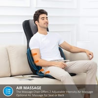 Snailax Shiatsu masažna navlaka za sjedalo s grijanjem i kompresijom zraka, masažer za cijela leđa i vrat, vibracija, gnječenje, prijenosni električni uređaj 2