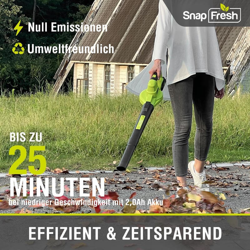 SnapFresh 20V Akkumulátoros Lombfúvó Akkuval és Töltővel Narancssárga