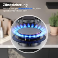 SNDOAS 5 égőfejes gázfőzőlap rozsdamentes acél 68cm beépíthető 4