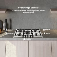 SNDOAS 5 égőfejes gázfőzőlap rozsdamentes acél 68cm beépíthető 3