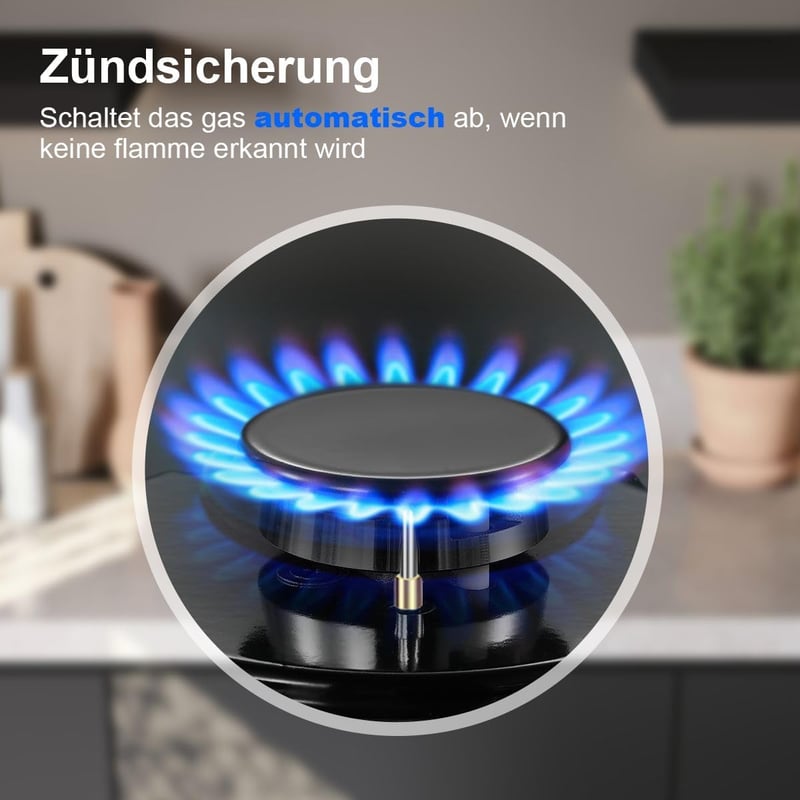 SNDOAS Gázfőzőlap 30 cm, 2 égőfejjel, Automata Lángvédelem, Beépíthető