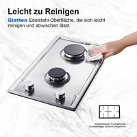SNDOAS Rozsdamentes 2 égős gázfőző automata lángvédelemmel természetes gáz és LPG, beépíthető vagy álló 2400/1800 W 220-240 V 7