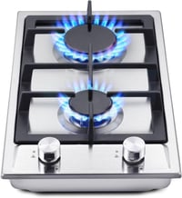SNDOAS Rozsdamentes 2 égős gázfőző automata lángvédelemmel természetes gáz és LPG, beépíthető vagy álló 2400/1800 W 220-240 V 9