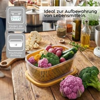 Snips Aroma Keeper hermetička posuda za hranu 4 L, s uklonjivom košarom za cijeđenje, za voće i povrće, senf žuta, proizvedeno u Italiji 2