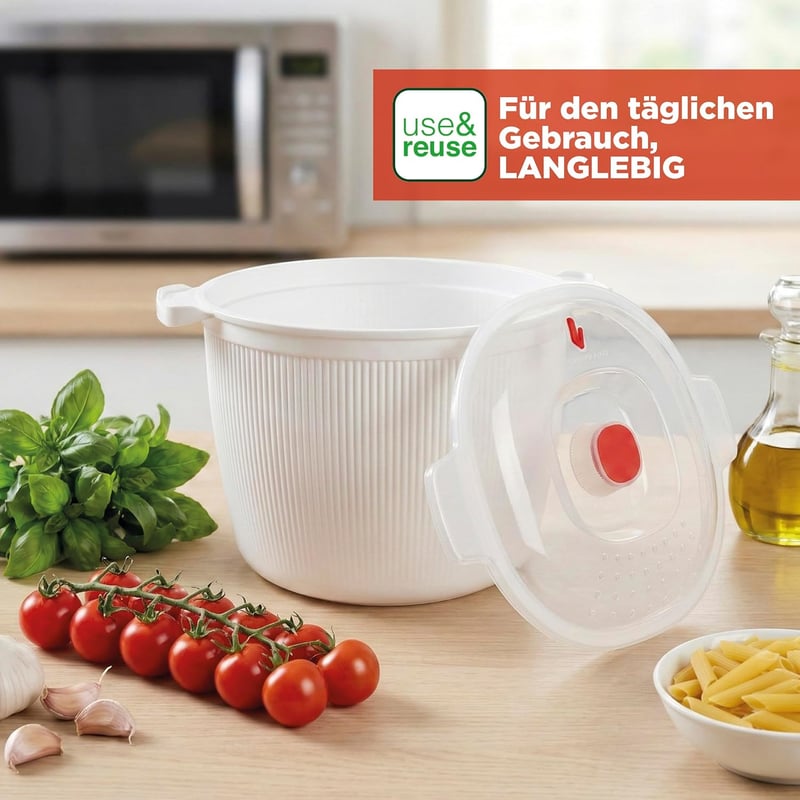 Snips Mikrózható Tésztafőző és Burgonyafőző Tál 4L Fedéllel