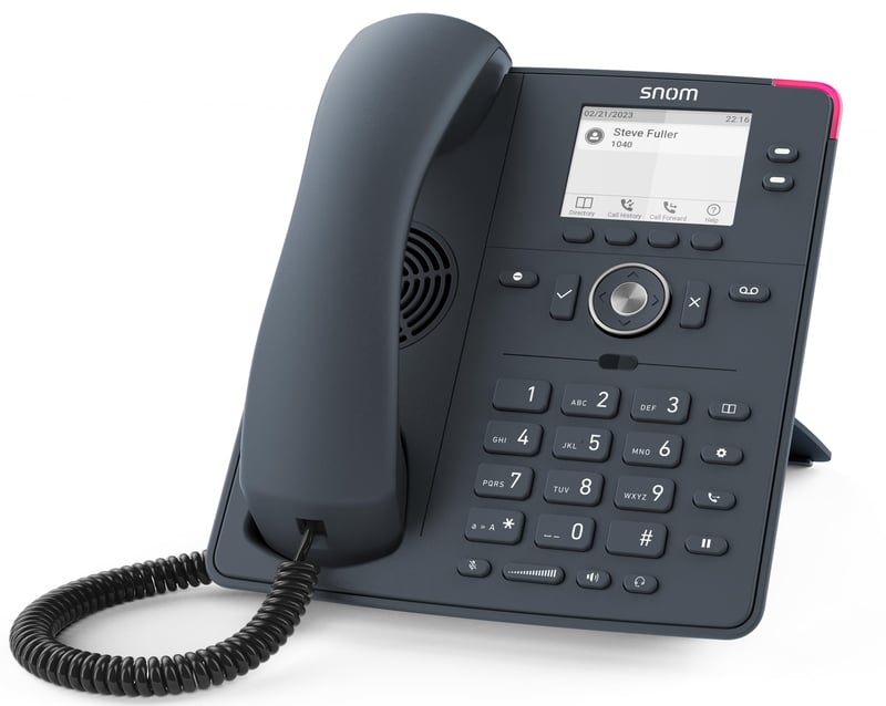 Stolový IP telefón Snom D150, bridlicovo sivý, 2 SIP účty, Gigabit Ethernet, PoE, 2,8" sivý TFT LCD displej, HD audio, kompatibilný s FritzBox