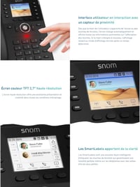 IP stolný telefón Snom D735 – 2,7-palcový TFT displej, 32 programovateľných funkčných klávesov s automatickým popisom, SIP, čierny 3