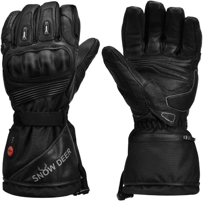SNOW DEER Fűthető S méret Motoros Kesztyű, Újratölthető Akkumulátoros, Vízálló Bőr, Unisex Téli Kesztyű Motorozáshoz, Síeléshez, Kerékpározáshoz