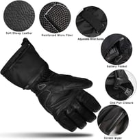 SNOW DEER Fűthető S méret Motoros Kesztyű, Újratölthető Akkumulátoros, Vízálló Bőr, Unisex Téli Kesztyű Motorozáshoz, Síeléshez, Kerékpározáshoz 3