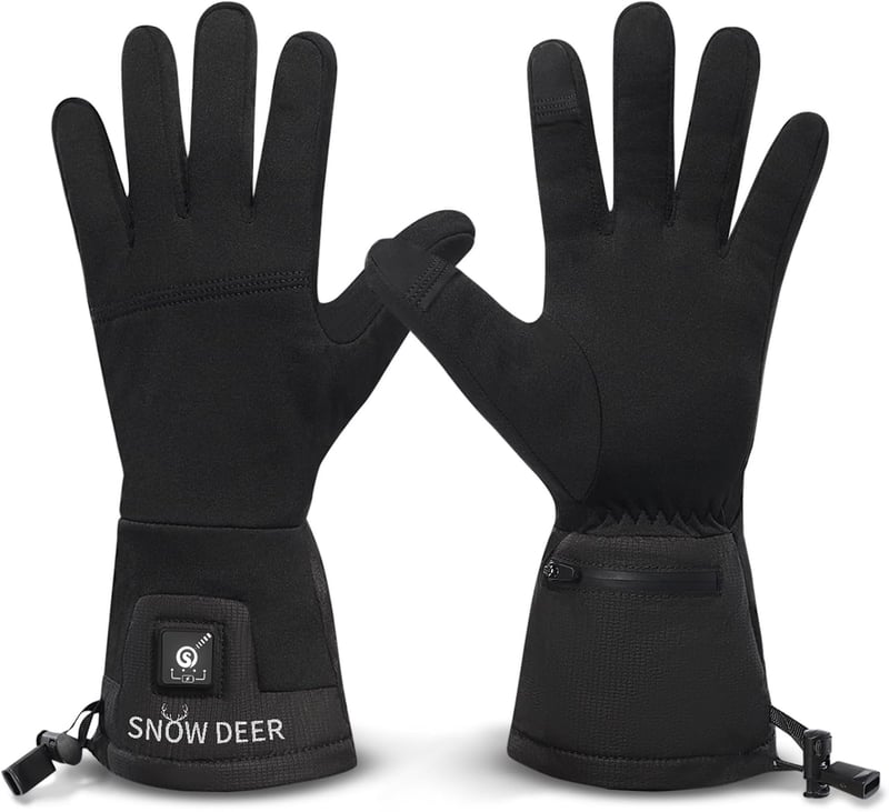 SNOW DEER Fűthető Vékony Kesztyű 7.4V Akkumulátorral, 3 Hőfokozat - Síeléshez, Kerékpározáshoz XXS