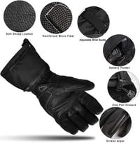 SNOW DEER Fűthető XXL méret Motoros Kesztyű, Újratölthető Akkumulátoros, Vízálló Bőr, Unisex Téli Kesztyű Motorozáshoz, Síeléshez, Kerékpározáshoz 3