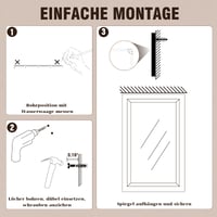 Oglindă de perete vintage Snowdool, maro, 45x65 cm, cu ramă dreptunghiulară, poate fi suspendată pe orizontală și pe verticală, decor pentru baie, dormitor, sufragerie 8