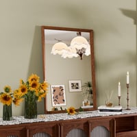 Oglindă de perete vintage Snowdool, maro, 45x65 cm, cu ramă dreptunghiulară, poate fi suspendată pe orizontală și pe verticală, decor pentru baie, dormitor, sufragerie 1
