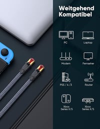 Snowkids Cat 8 Hálózati Kábel 5m - 40 Gbps S/FTP Ethernet Kábel, Aranyozott RJ45, Nylon Fonott, POE Támogatás PS5/PS4/Router/TV Kompatibilis 7