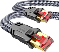 Snowkids Cat 8 Hálózati Kábel 5m - 40 Gbps S/FTP Ethernet Kábel, Aranyozott RJ45, Nylon Fonott, POE Támogatás PS5/PS4/Router/TV Kompatibilis 1