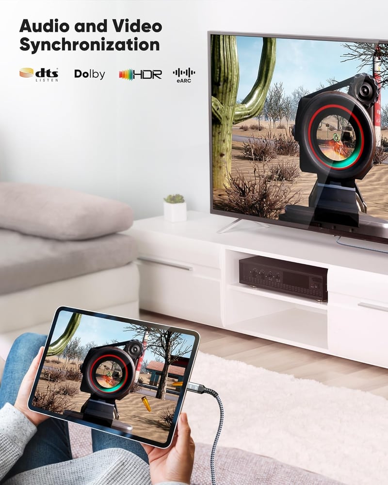 SNOWKIDS Mini HDMI - HDMI Kábel 3m, 4K@60Hz/2K@120Hz, Nylon Fonott, Kétirányú Átvitel, Kompatibilis TV/Monitor/Kamera/Projektor Eszközökkel