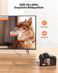 SNOWKIDS Mini HDMI - HDMI Kábel 3m, 4K@60Hz/2K@120Hz, Nylon Fonott, Kétirányú Átvitel, Kompatibilis TV/Monitor/Kamera/Projektor Eszközökkel 6