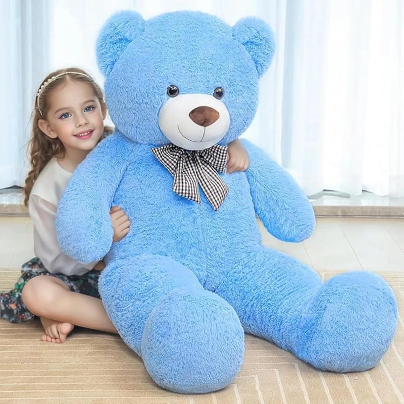 SNOWOLF Óriás XXXL plüss maci 145 cm kék puha plüssmedve masnival ajándék gyerekeknek