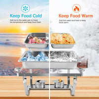 Snowtaros Melegentartó Edénykészlet 9L Rozsdamentes Acél Chafing Dish 4 Tálcával Büfé Esküvő Party Rendezvény 5