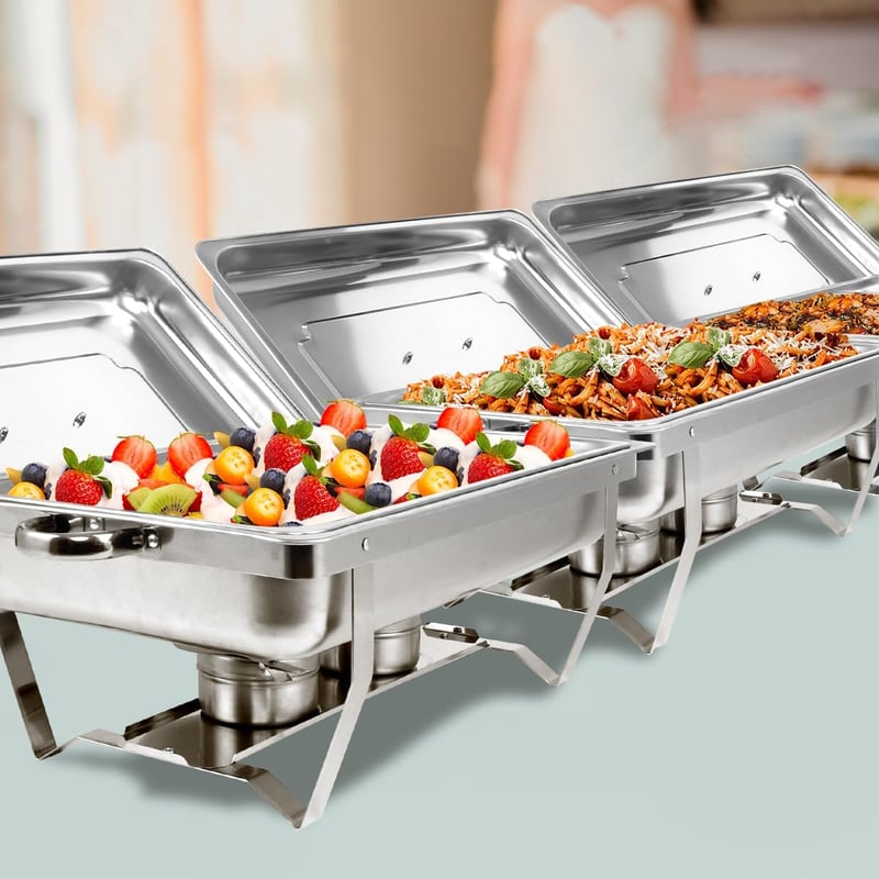 Snowtaros Chafing Dish 9L rozsdamentes ételmelegítő készlet 2 db GN 1/1 buffethez