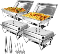 Snowtaros Chafing Dish Szett 9L Rozsdamentes Acél Melegentartó Tálca 4 Részes Buffet Étel Melegítő Esküvő Party 1