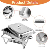 Snowtaros Chafing Dish Szett 9L Rozsdamentes Acél Melegentartó Tálca 4 Részes Buffet Étel Melegítő Esküvő Party 2