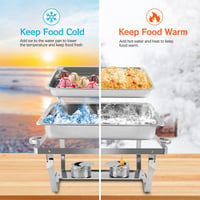 Snowtaros Chafing Dish Szett 9L Rozsdamentes Acél Melegentartó Tálca 4 Részes Buffet Étel Melegítő Esküvő Party 5