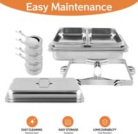 Snowtaros Melegentartó Edénykészlet 9L Rozsdamentes Acél Chafing Dish 4 Tálcával Büfé Esküvő Party Rendezvény 8