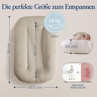 Snuggle me Hniezdočko pre bábätká (0-9 mesiacov) - Prémiové hniezdo pre bábätko z organickej bavlny s výplňou z dutého vlákna, prateľné v práčke, s cestovnou taškou, Natural 5
