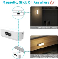 SOAIY 2db LED Érintésérzékeny Szekrénylámpa USB Töltésű 5 Szín Dimmer Mágneses Szalag Konyha Hálószoba 5
