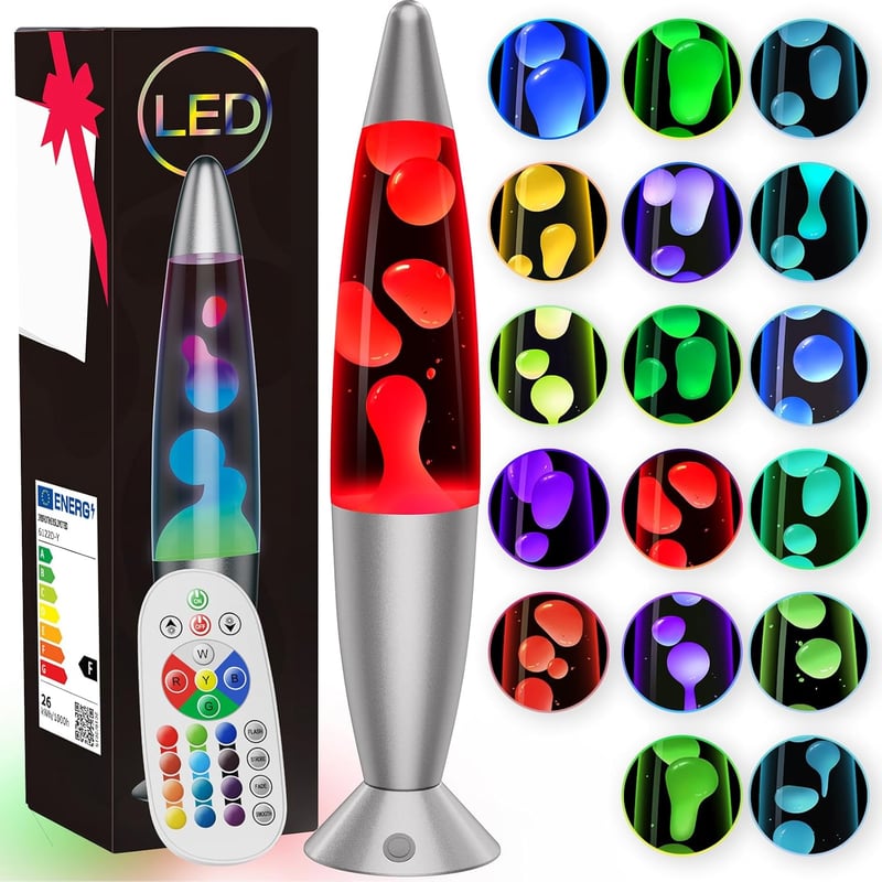 Soarling Art Deco lávalámpа 17 RGB színnel, távirányítóval, ezüst