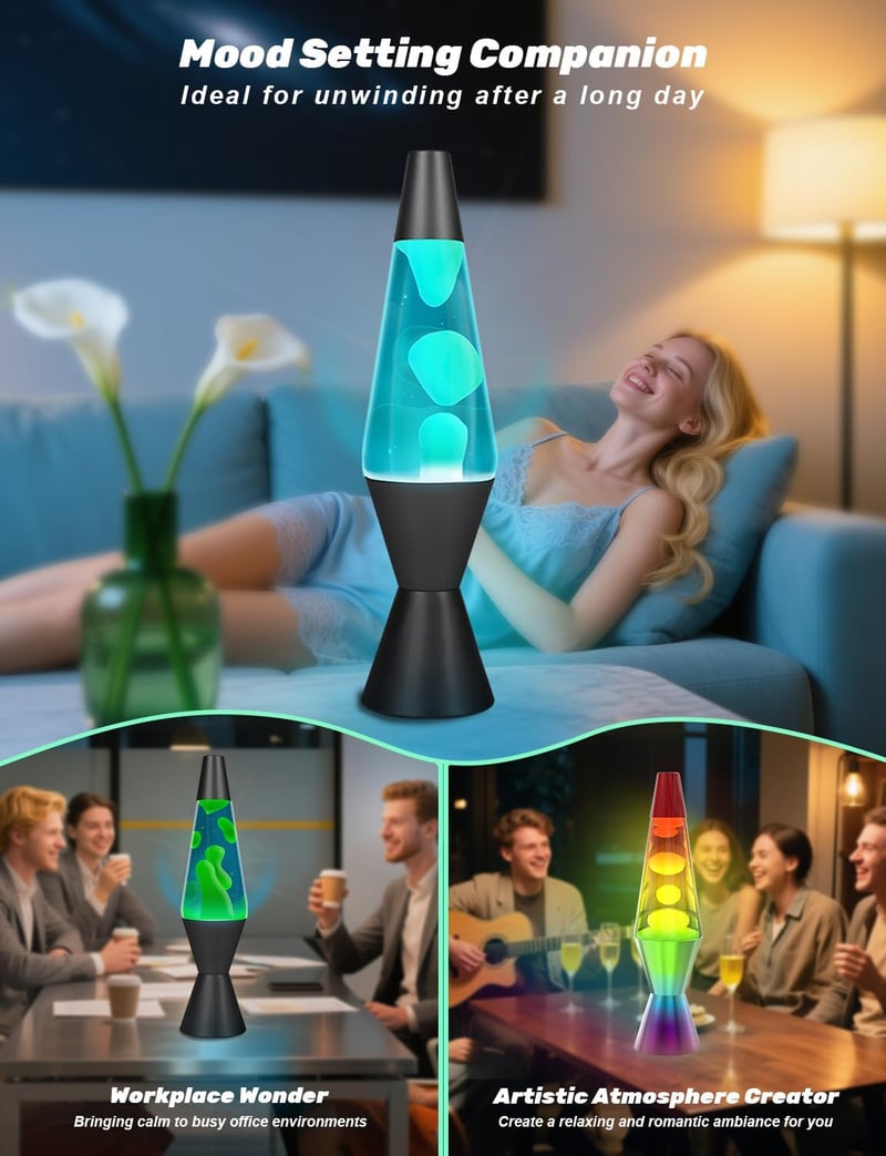 Soarling 34 cm Lava Lámpa Színváltó Relaxációs Hangulatlámpa Kék Folyadék