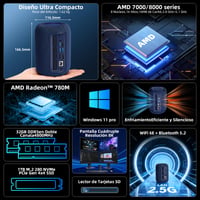 Mini PC SOAYAN Windows 11 Pro, AMD Ryzen 7 8745HS (5,1 GHz), 32 GB DDR5 RAM, 1 TB SSD, WiFi 6, 2,5G LAN, podpora 8K, vstavaný reproduktor, na hry a kancelárske použitie 2