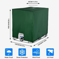 Krycia plachta na IBC kontajner SOBEAU, pre 1000 l nádrž, ochranný obal odolný voči UV žiareniu a prachu, 120 x 100 x 116 cm, zelená 2