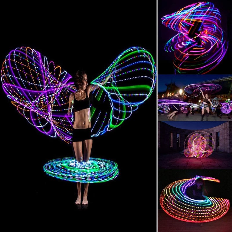 SOBROVO LED Hullahopp Karika 60 cm - Világító 10 Színű Fényváltós Hula Hopp Gyerekeknek és Felnőtteknek - Fitness Tánc Edzés Fogyás