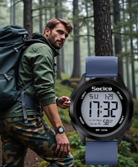 SOCICO férfi digitális karóra sport katonai vízálló LED világítás riasztás 7